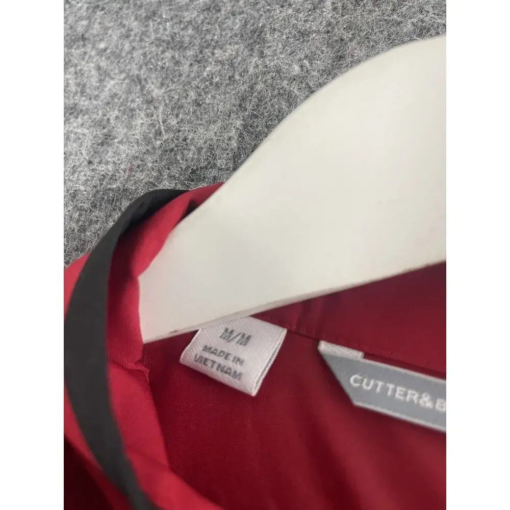 CUTTER & BUCK Jacket Mens Medium Red Half Zip CB Weathertec Windbreaker N246